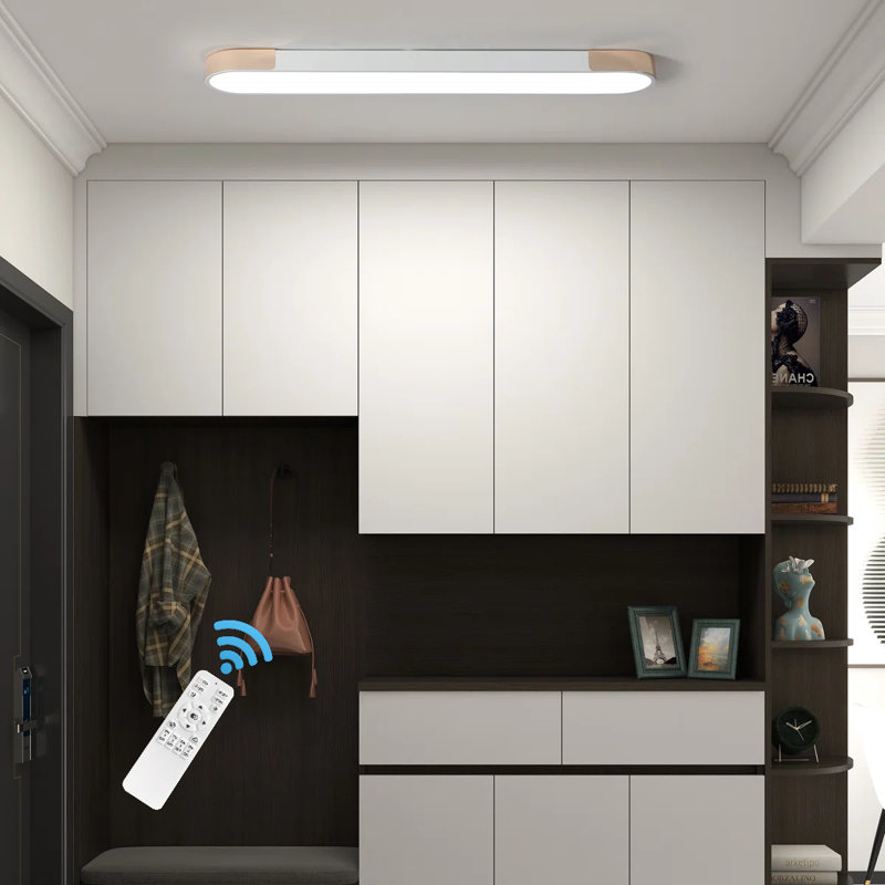 Masek 1 - Light 39.4" Rectangle LED Flush Mount, White/Gold
