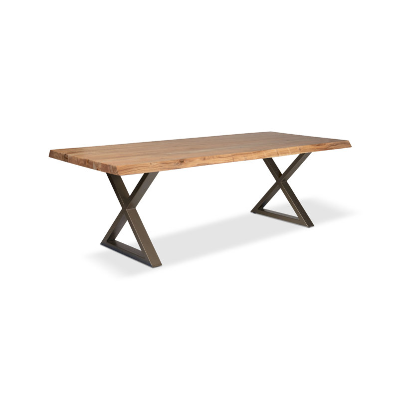 Table de salle à manger Colin, H 29,75 po x L 79 po x l 40 po, Laiton, Teck