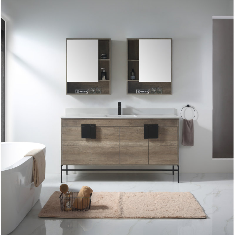 Ensemble de meuble-lavabo simple 60 po Maisie, Noir, Gris ombré