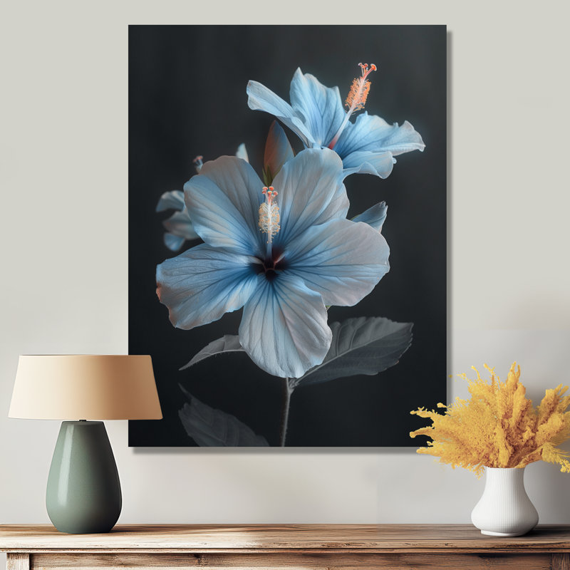 «Blue Crystal Hibiscus Botanical Beauty II - Hibiscus», art mural, H 20 po x l 12 po x P 1 po, Toile tendue
