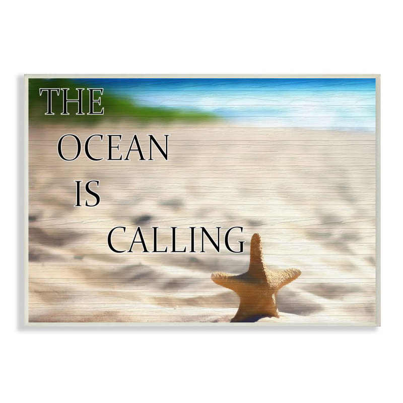 «Ocean Calling Inspirational Word Beach Coast Photo», impression sur toile, H 12 po x l 18 po, Plaque murale