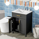 24inch Bathroom Vanity Combo with Ceramic sink, Luxurious Space-Saving Vanity