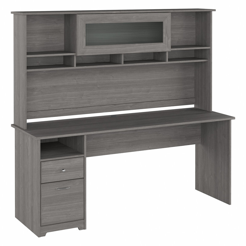 Ozro Computer Desk, Modern Gray, 66.3" H x 71.69" W x 23.19" D