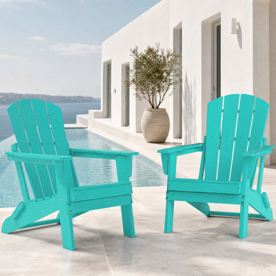 Foldable Adirondack Chairs, Lightweight & Portable HDPE Patio Chair Set, All-Weather Space-Saving Foldable Fire Pit Seating for Camping, Backyard, Deck