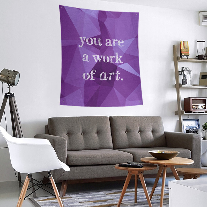 Tapisserie de travail faux pierre de polyester d’art sur les citations, H 27,5 po x l 37,5 po, Améthyste