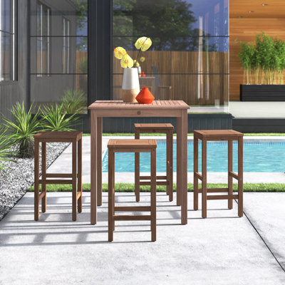 Anautica 4 - Person Teak Wood Patio Dining Set with Square Table