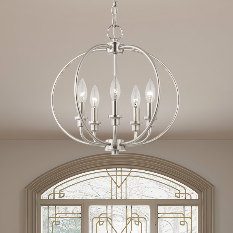 Remer 5 - Light Globe Chandelier, Brushed Nickel