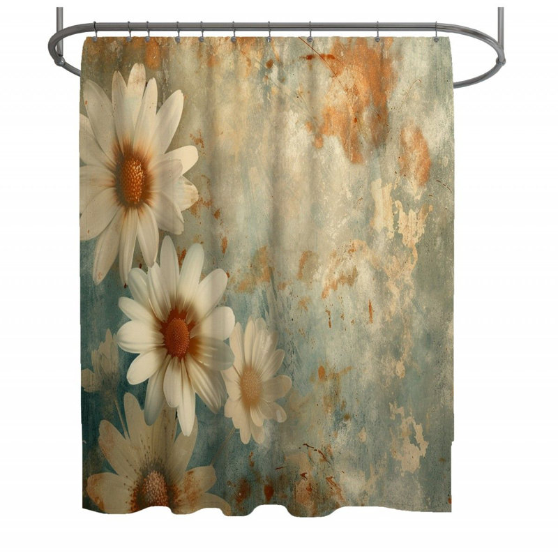 Rideau de douche Daisy - Décoration florale de salle de bain, H 73 po x l 70 po