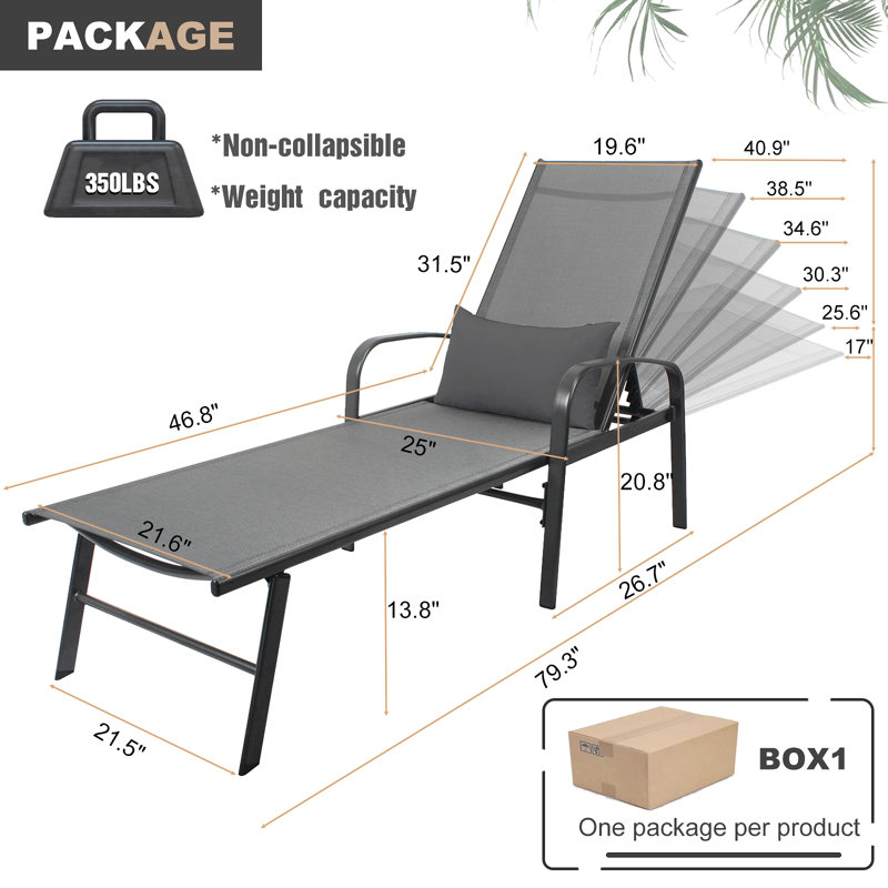 Outdoor Patio Swimming Pool Lounge Gray Color With Pillow
