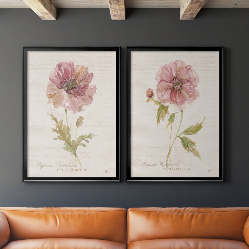 «Soft Poppy», ensemble de 2 reproductions d'art sur toiles, Toile avec cadre noir, H 30,5 po x l 42,5 po x P 3 po