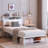 Twin Size Metal Bed Frame with 2-Tier Storage Bookcase Headboard
