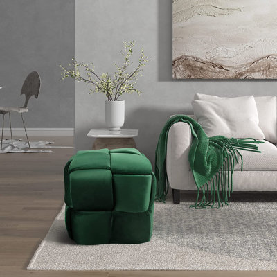 Soperton 43cm Wide Velvet Square Cube Ottoman