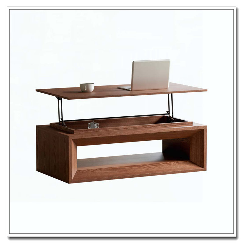 Table basse à plateau relevable 43,3 po avec rangement, Noyer