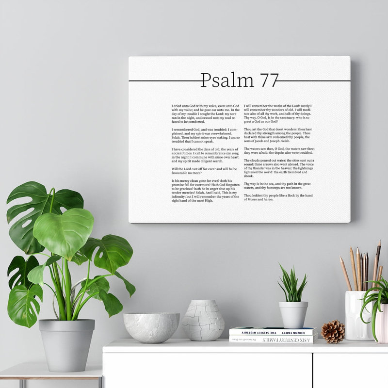 Reproduction de verset de la Bible de Dieu, psaume 77, H 18 po x l 24 po