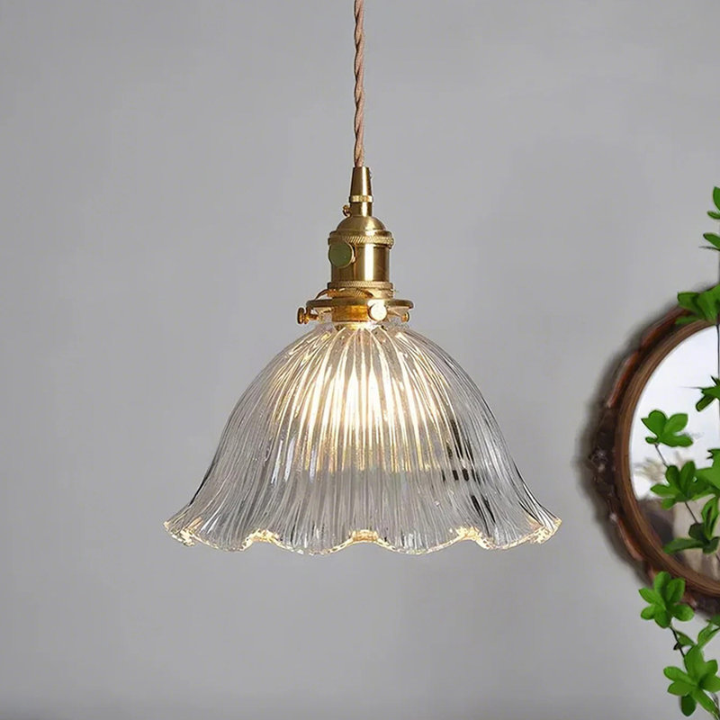Flower Glass Shade Pendant Light, Clear
