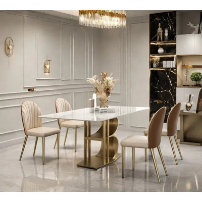 Light Luxury Rock Plate Dining Table Sets.