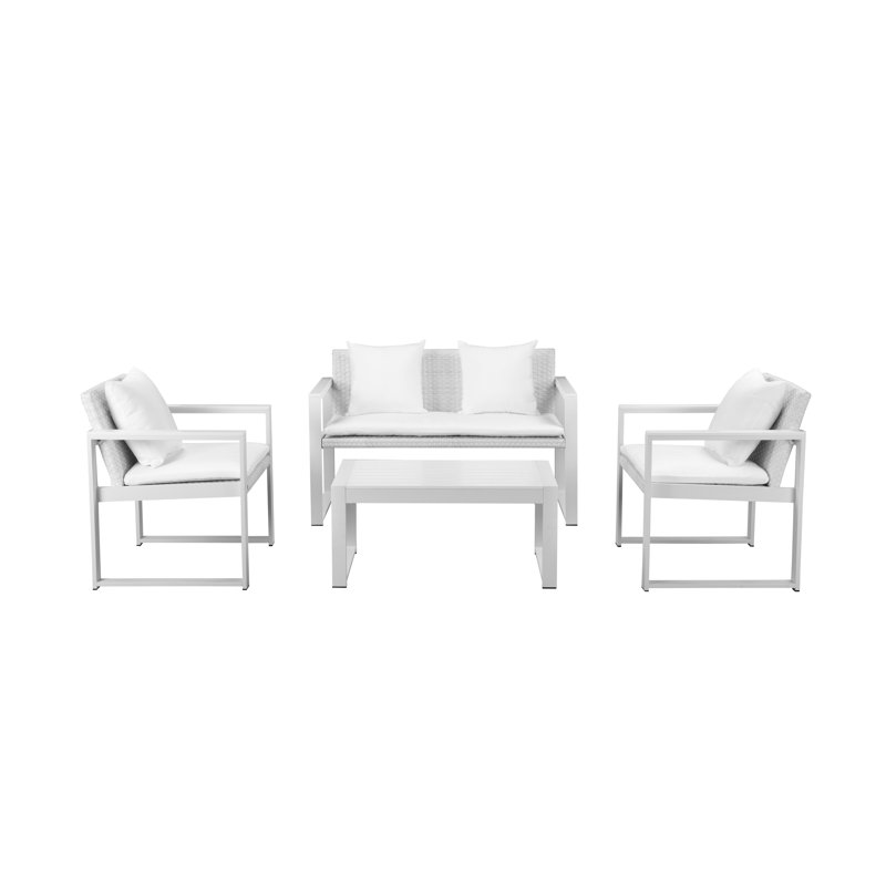 Chester 17-Piece Modern Outdoor Dining & Lounge Set – Complete Aluminum Patio Furniture Collection, 6 Loungers & Matching Furniture And Umbrella Hole Dining Table