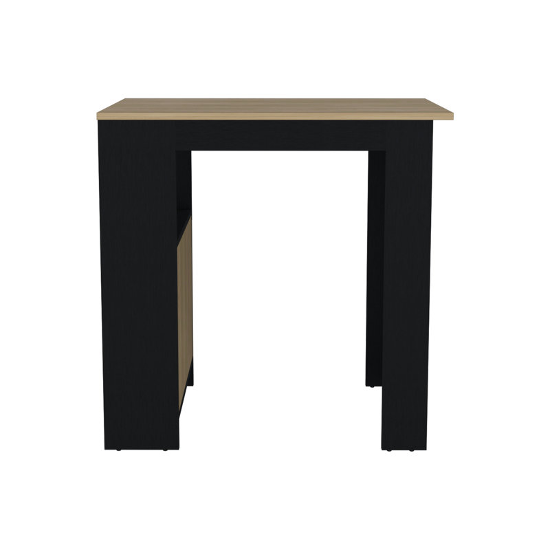 Îlot de cuisine polyvalent en chêne naturel et noir avec tablettes latérales d'armoire à 1 porte et - idéal pour la préparation des aliments