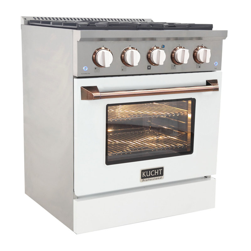 Kucht 30'' W Dual Fuel Free Standing Range, White/Rose Gold, Natural Gas