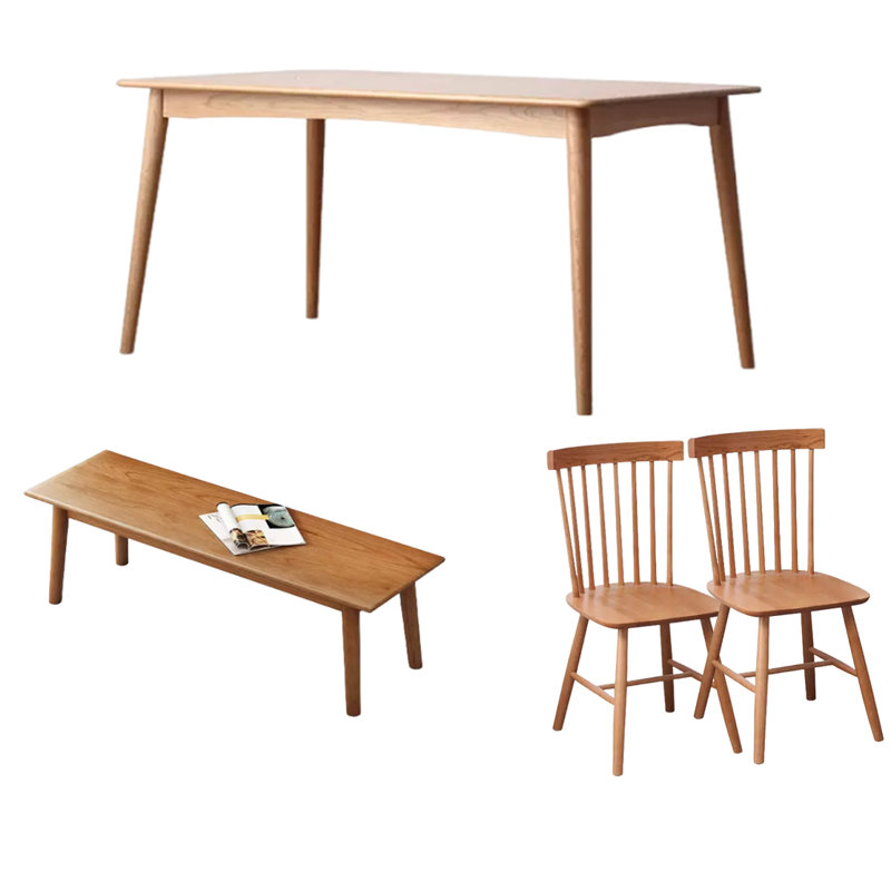 Table rectangulaire en bois massif domestique simple, 31.49" H x 55.11" W x 29.52" D