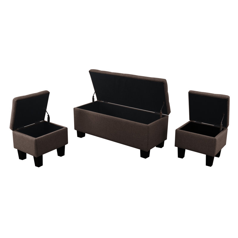 Markleville Polyester Upholstered Storage Bench, Brown