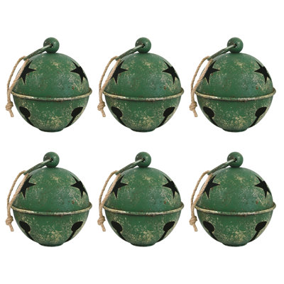 Ornements de cloche de Noël rétro, décorations de boule de Noël en métal rustique de 5,12 pouces pour les fêtes