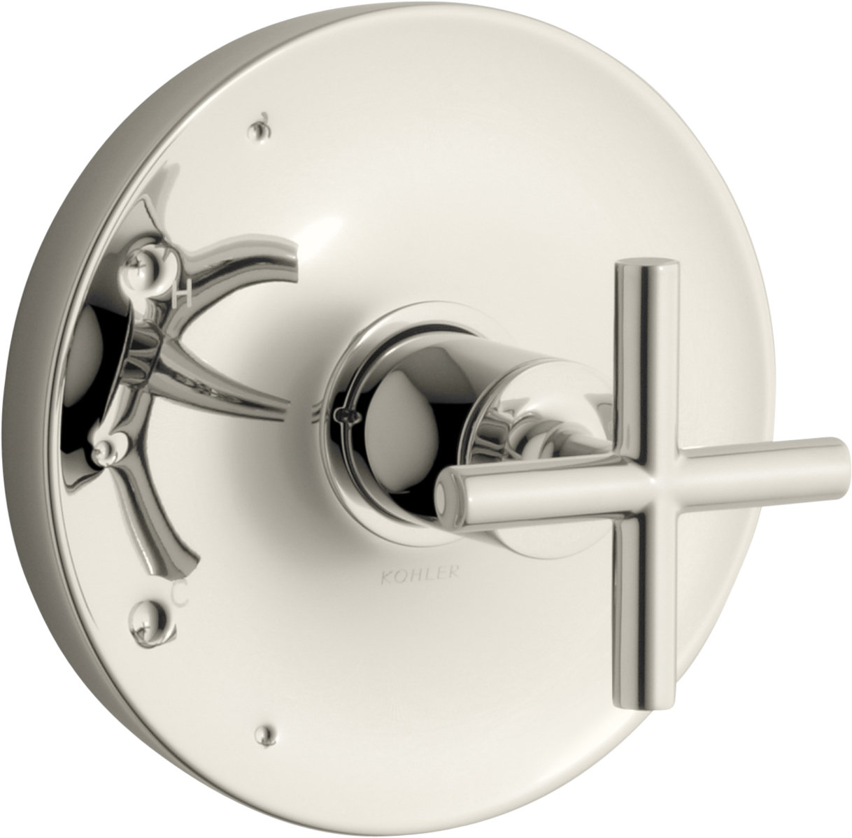 Purist Rite-Temp Valve Trim with Cross Handle, Vibrant Polished Nickel