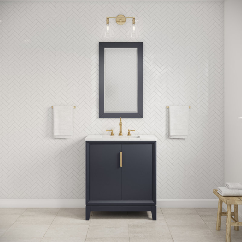 Elizabeth 30" Single Bathroom Vanity Set with Mirror, Monarch Blue, Hook