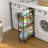 Slim Storage Cart, 3-tier Narrow Cart With Handle, 7.5''w Slide Out Rolling Utility Cart Mobile Shelving Unit Organizer For Small Spaces Kitchen Laundry Narrow Places, Rustic Brown Bf18tc01