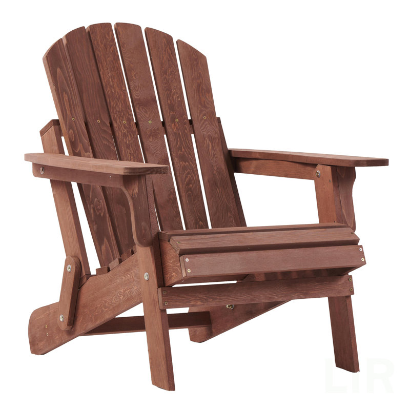 Chaise Adirondack pliante en bois surdimensionnée avec dossier et siège préassemblés, chaise de patio en bois pour patio