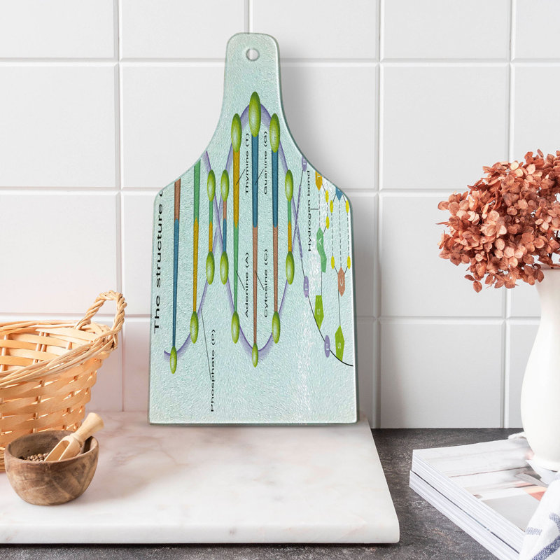 Ambesonne Science Tempered Glass Cutting Board Genetic Code Fun Multicolor