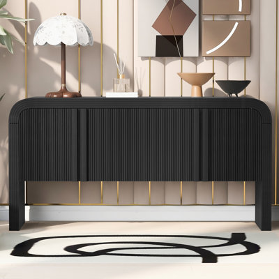 Console avec 4 portes ondulées et tablettes réglables