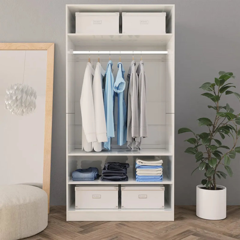 Abbeydale Wardrobe, 200cm H x 100cm W x 50cm D, High Gloss White