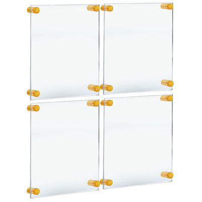 Floating Acrylic Gallery Wall Set of Four Floating Frames with Stand Off Caps: 8.5" x 11" Graphic Size, Overall Frame Size: 12.5" x 15"