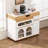 Kitchen Island with Extra-Long Folding Top and 2 glass doors-1486518375