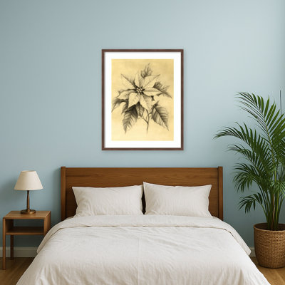 Élégant dessin de poinsettia par Jolly and Dash, impression encadrée en bois.