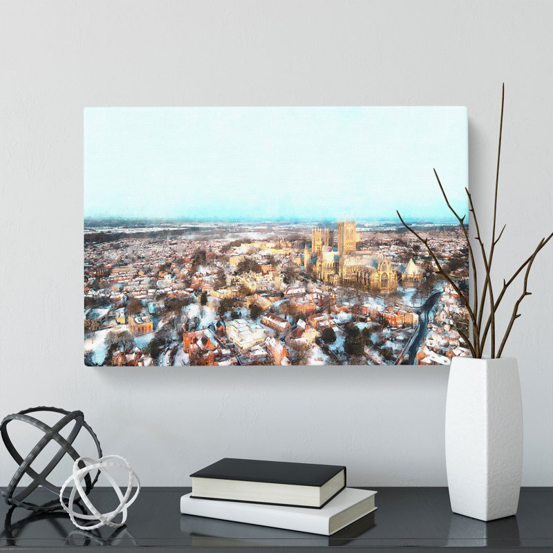 Lincoln Skyline In England - Wrapped Canvas, 35cm H x 50cm W x 3cm D