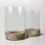 Sagebrook Home Iron and Glass Candle Holders on Mango Wood Base - Elegant Home Decor Essentials for Serenity-1707690826