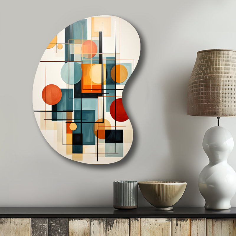 «Colorful Mid Century Retro Reflections IV - Unique Shape Abstract Midcentury Metal Wall Decor», reproduction de sculpture murale asymétrique en métal