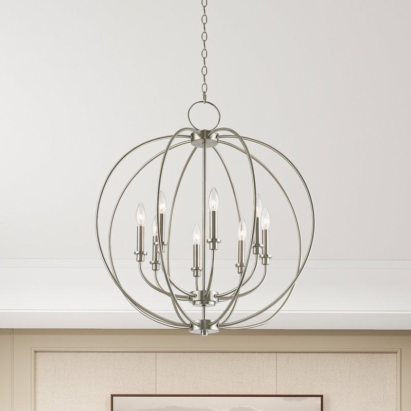 Monona 8 - Light Dimmable Globe Chandelier, Brushed Nickel