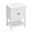 Lavabo de salle de bain moderne élégant en céramique avec tablette ouverte en bois massif