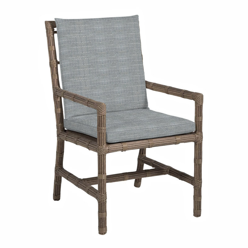Chaise avec accoudoirs Newport, Pas de soudure, Argent Rollo, Toile de jute Newport # 66