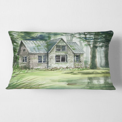 Housse et insert de coussin rectangulaire Haunted House in the Pine Forest