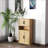 Cabinets with 4 Woven Rattan Doors &amp; Adjustable Shelves - Mid-Century | Beige | Particle Board