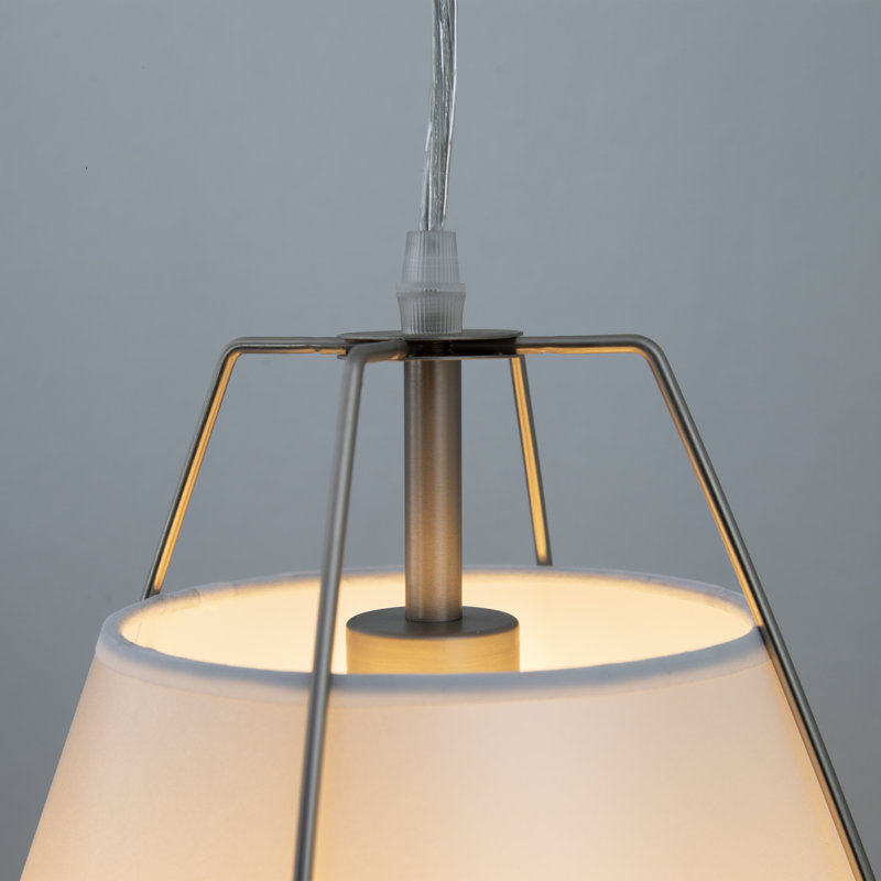 Luminaire suspendu 1 lumière Gatsby, Nickel satiné mat, Blanc