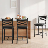 Bar Stools Set Of 4, Counter Height Bar Stools With PU Upholstered Seat