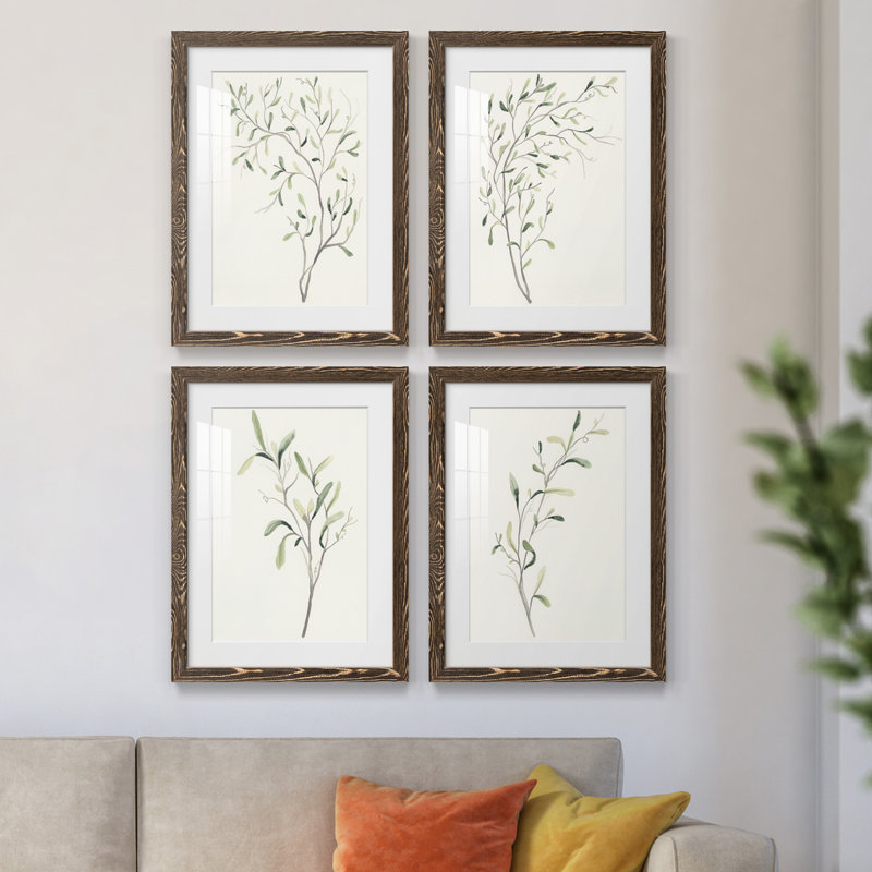 Spindle Sprig I - ensemble de 4 reproductions de cadres photo, H 31,5 po x l 47 po x P 1,5 po, Noyer
