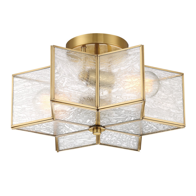 Aneres 2 - Light 41cm Unique/Statement Star Semi Flush Mount Light, Brass Dust