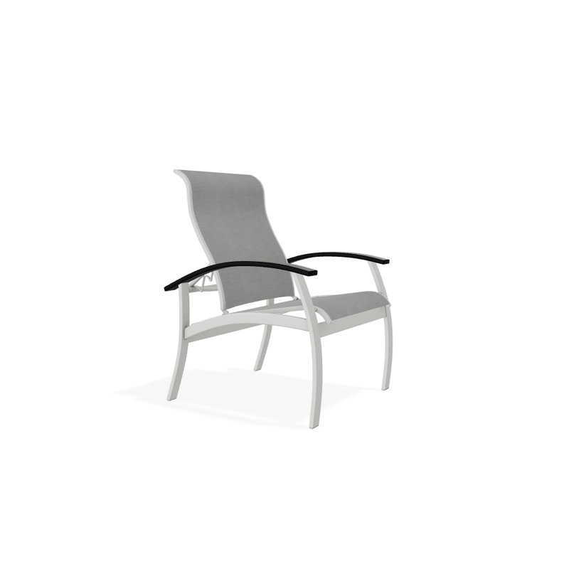 Chaise de patio Askar, Noir, Alliage Sunbrella®, Neige texturée