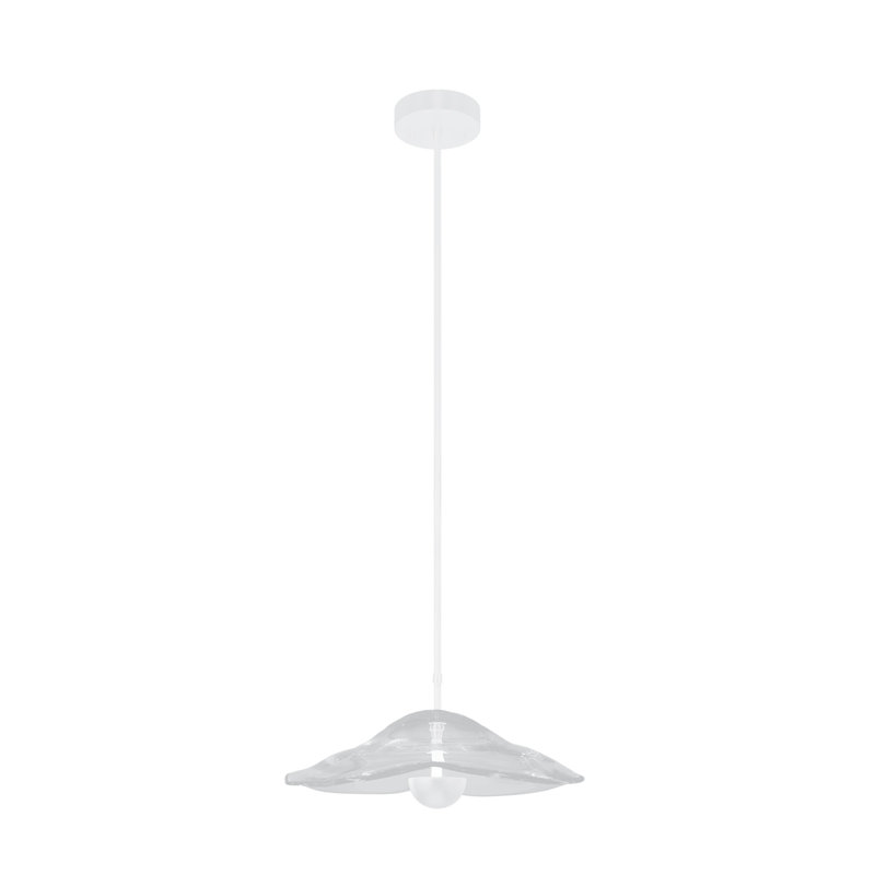 Luminaire suspendu rond l 12 po Embark, H 78,25 po x l 16 po x P 16 po, Clair, Laque blanche